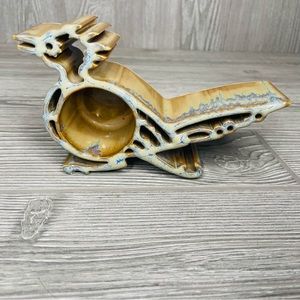 candle pots bay pottery ceramic glazed bird roadrunner candle holder decoration